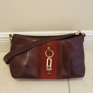 Etienne Aigner Leather Handbag, brown, red, maroon